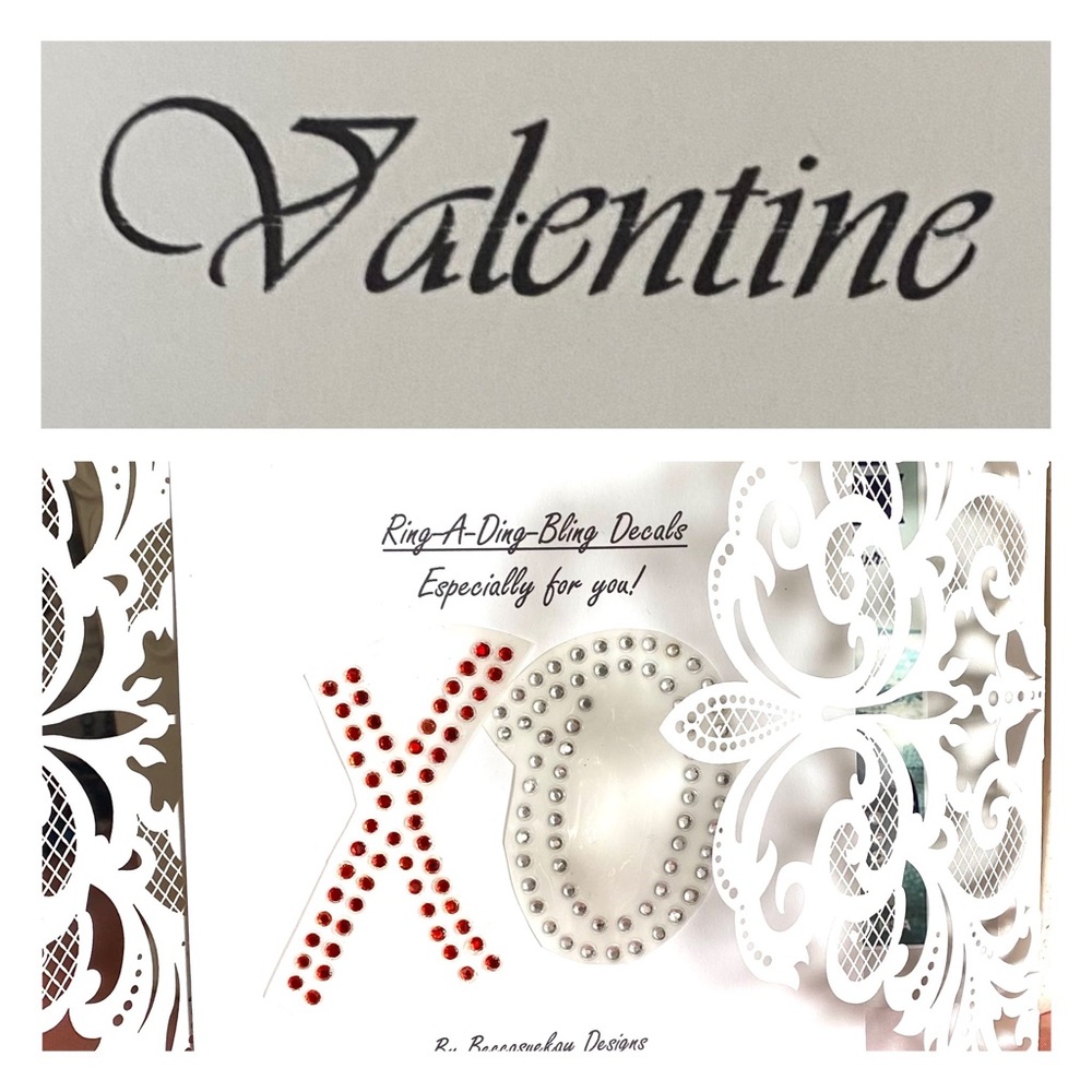 XO Rhinestone Decals clear-back Red White Rhinestones 2.5” on any hard surface